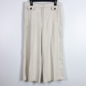 Ann Taylor high waisted cream wide leg pants size 8